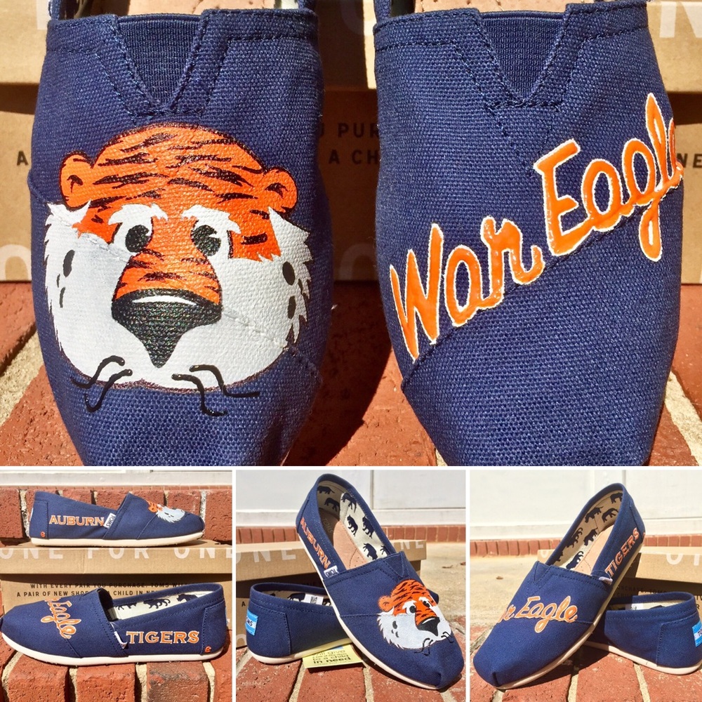 Auburn Tigers college custom hand painted TOMS